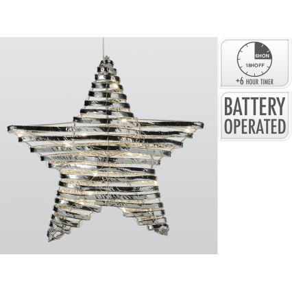 LED Vianočná dekorácia 30xLED/3xAA 40 cm teplá biela hviezda/strieborná