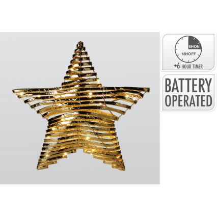 LED Vianočná dekorácia 30xLED/3xAA 40 cm teplá biela hviezda/zlatá