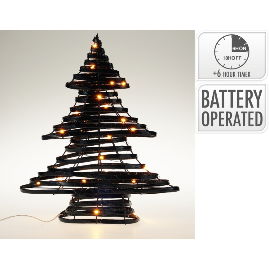 LED Vianočná dekorácia 30xLED/3xAA 40 cm teplá biela stromček/čierna
