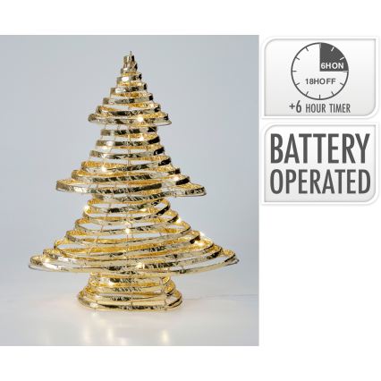 LED Vianočná dekorácia 30xLED/3xAA 40 cm teplá biela stromček/zlatá