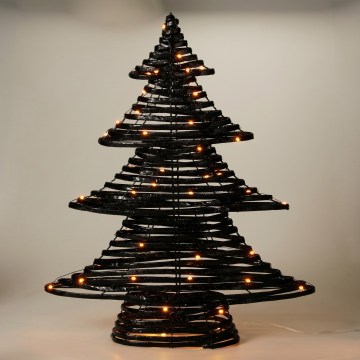 LED Vianočná dekorácia 60xLED/3xAA 60 cm teplá biela stromček/čierna