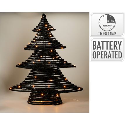 LED Vianočná dekorácia 60xLED/3xAA 60 cm teplá biela stromček/čierna