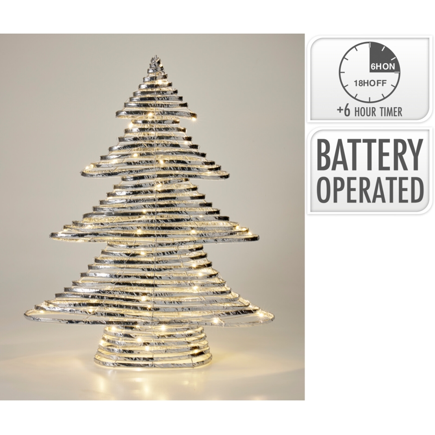 LED Vianočná dekorácia 60xLED/3xAA 60 cm teplá biela stromček/strieborná