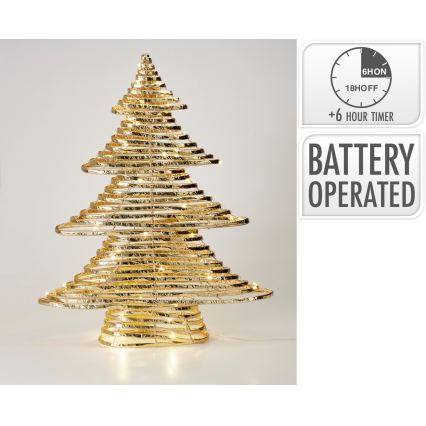LED vianočná dekorácia 60xLED/3xAA 60 cm teplá biela stromček/zlatá
