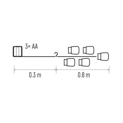 LED Vianočná dekorácia GIRLANDA 0,8 m 15xLED/0,6W/4,5V