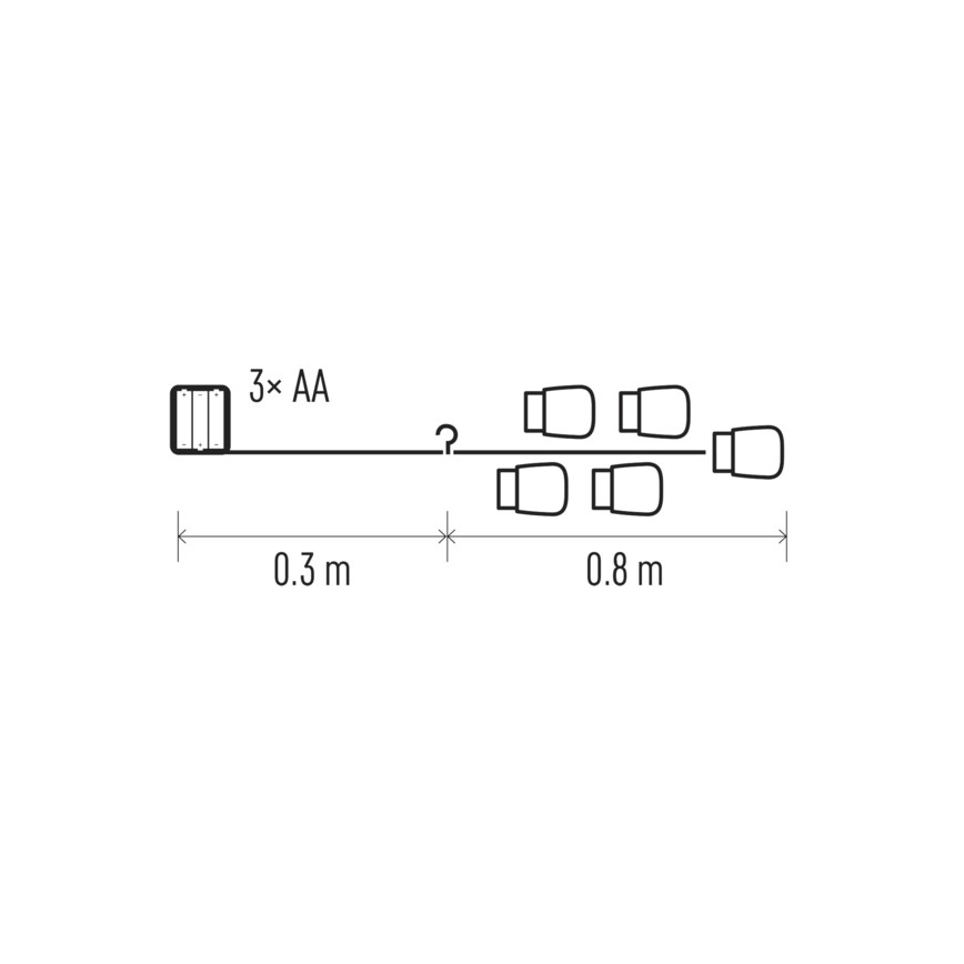 LED Vianočná dekorácia GIRLANDA 0,8 m 15xLED/0,6W/4,5V