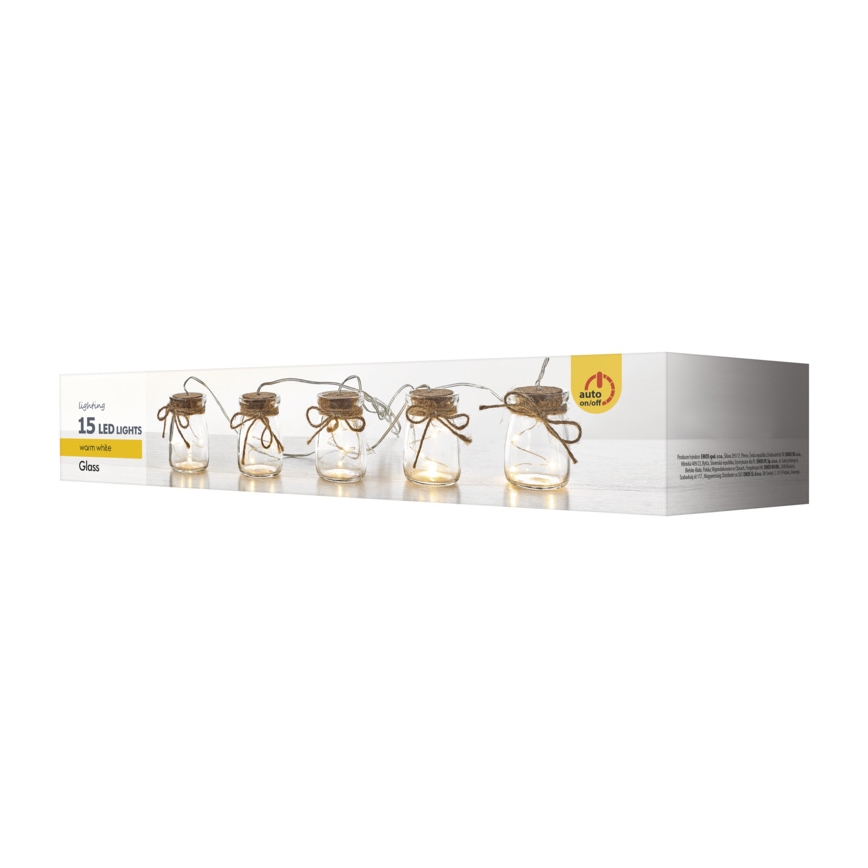 LED Vianočná dekorácia GIRLANDA 0,8 m 15xLED/0,6W/4,5V