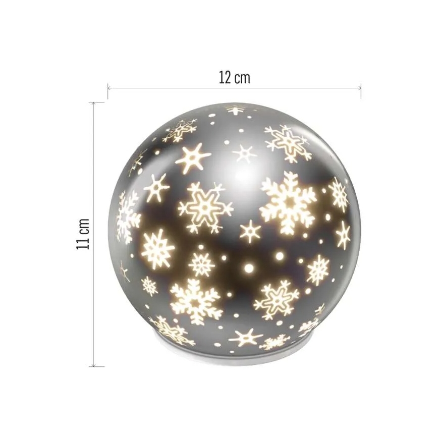 LED vianočná dekorácia LED/0,3W/3xAA, guľa, priemer 12 cm