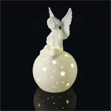LED Vianočná dekorácia LED/0,4W/2xAA keramický anjel