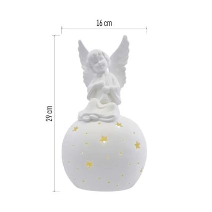 LED Vianočná dekorácia LED/0,4W/2xAA keramický anjel