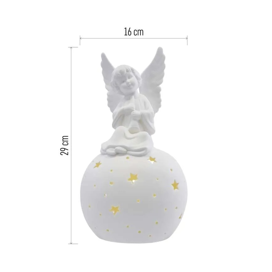 LED Vianočná dekorácia LED/0,4W/2xAA keramický anjel