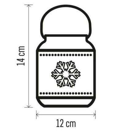 Váza s priemerom 12 cm a výškou 14 cm. Je na nej vyobrazená snehová vločka. Váza je znázornená v čiernobielej kresbe s rozmermi.