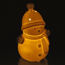 LED Vianočná porcelánová dekorácia LED/3xLR44 snehuliak