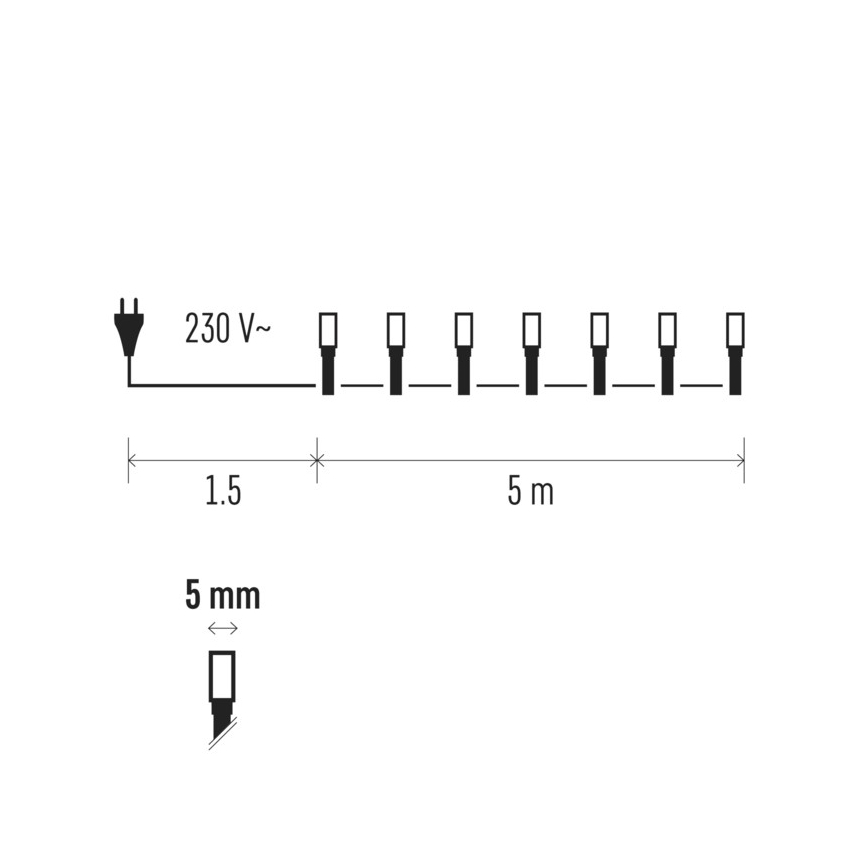 LED Vianočná reťaz 100xLED 6,5m teplá biela