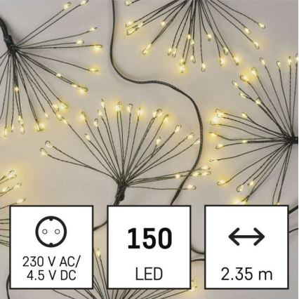 LED Vianočná reťaz 150xLED/5,35m teplá biela