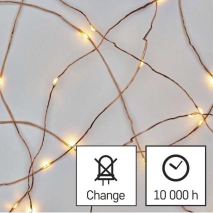 LED Vianočná reťaz 20xLED/2,4m teplá biela