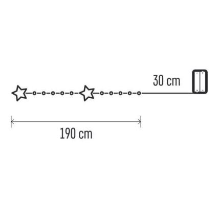 LED Vianočná reťaz 20xLED/2xAA 2,2 m teplá biela