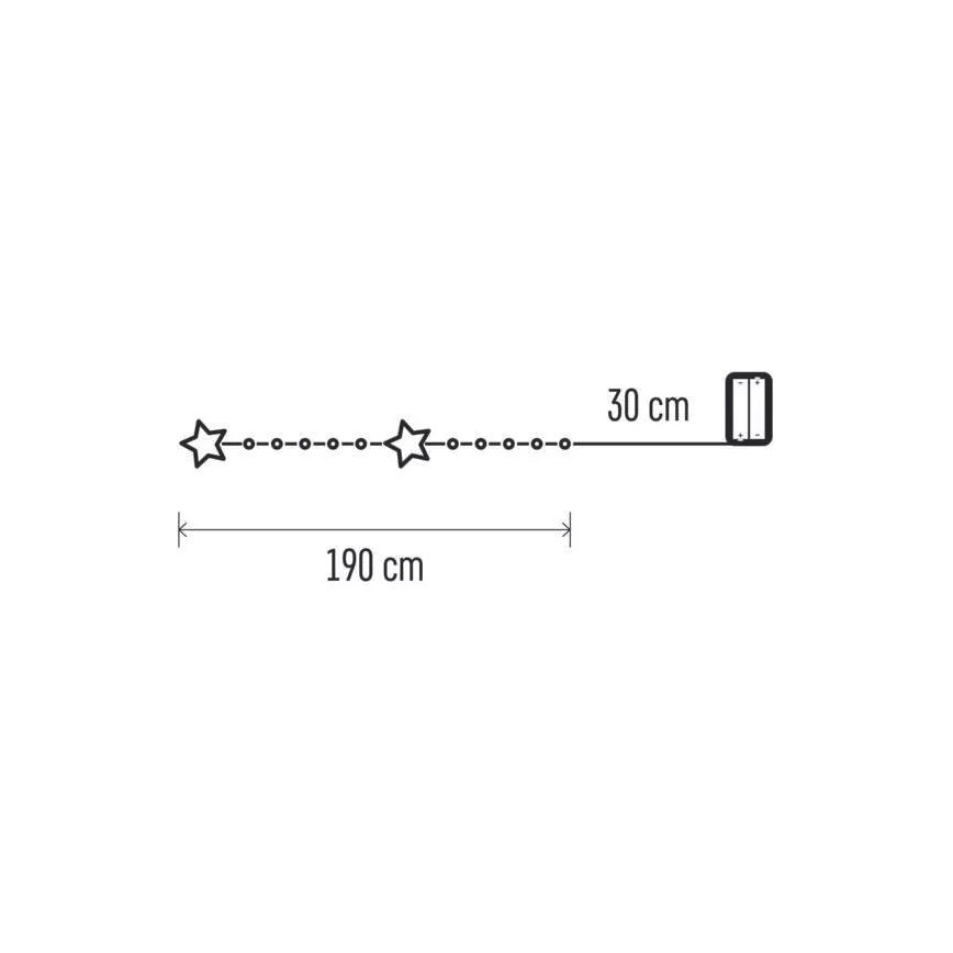 LED Vianočná reťaz 20xLED/2xAA 2,2 m teplá biela