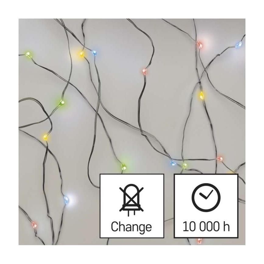 LED Vianočná reťaz 20xLED/2xAA 2,4m multicolor