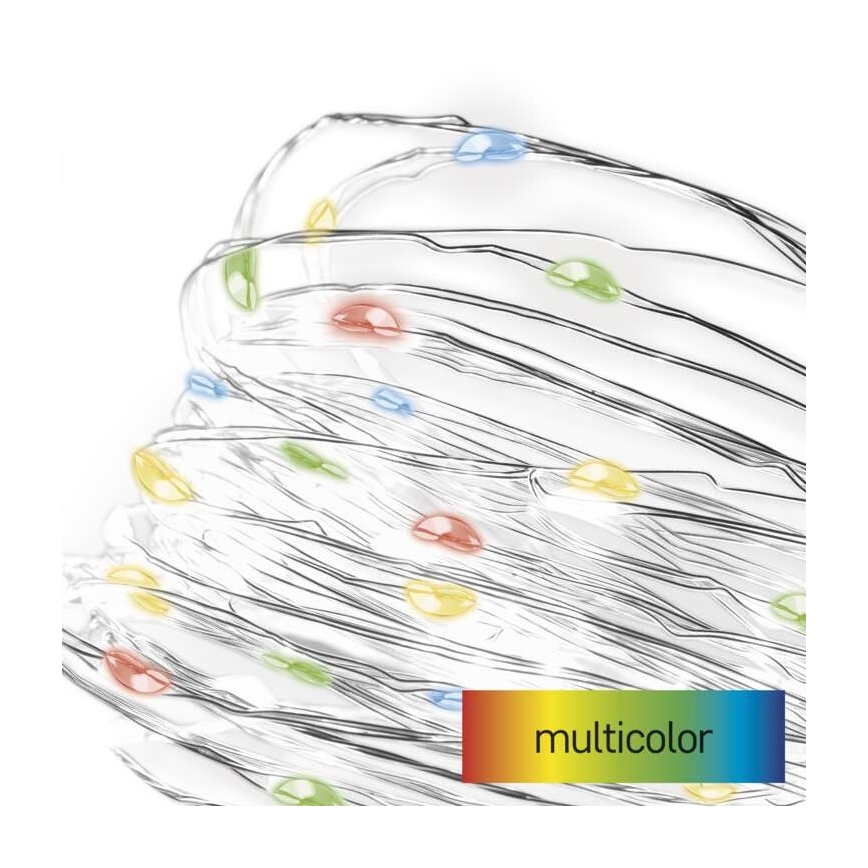 LED Vianočná reťaz 20xLED/2xAA 2,4m multicolor