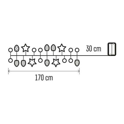 LED Vianočná reťaz 20xLED/2xAA 2m