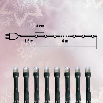 LED Vianočná reťaz 50xLED 4m studená biela