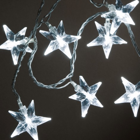LED Vianočná reťaz STARS 60xLED 9m studená biela
