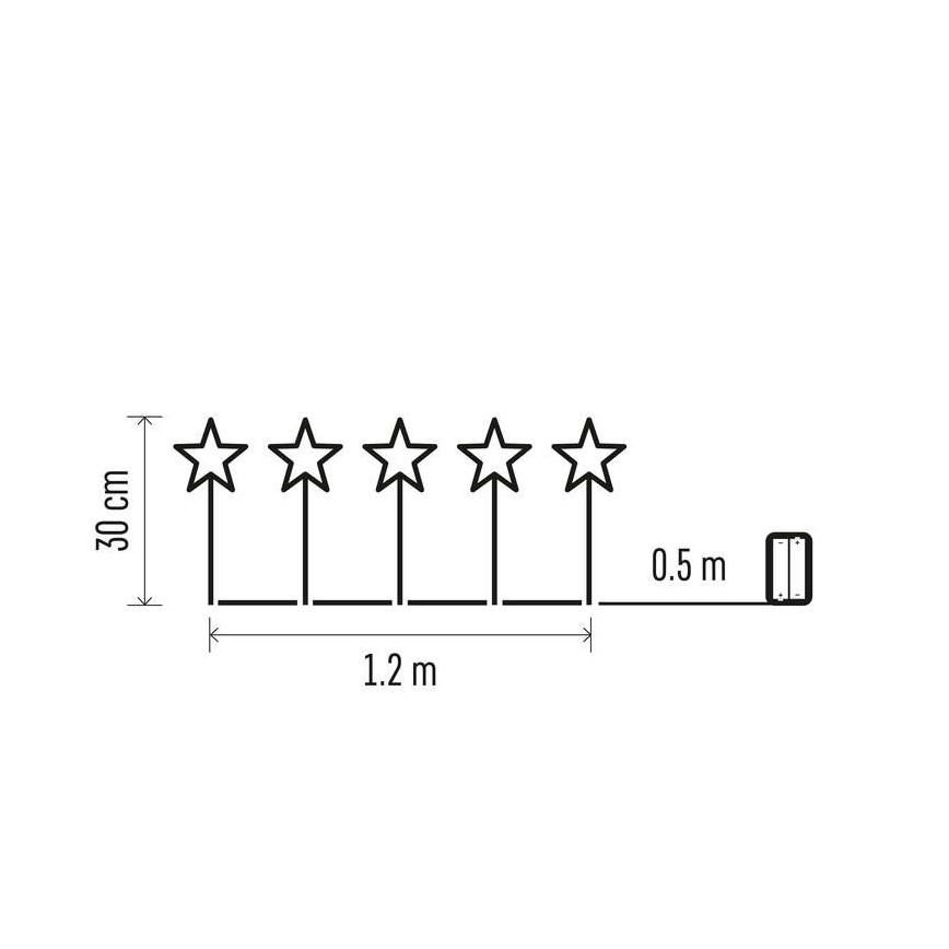 LED Vianočná vonkajšia dekorácia 5xLED/3xAA IP44 hviezdy