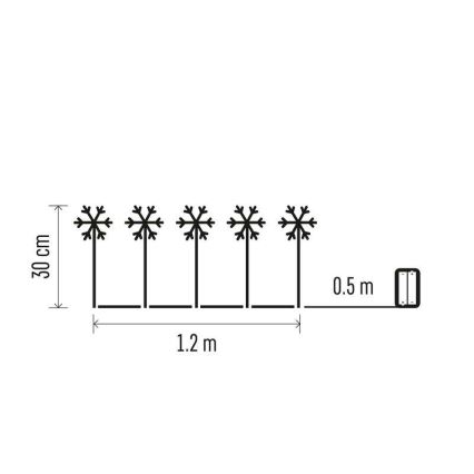 LED  Vianočná vonkajšia dekorácia 5xLED/3xAA IP44 vločky