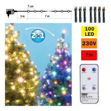 LED Vianočná vonkajšia reťaz 100xLED 10m IP44 teplá biela/multicolor + diaľkové ovládanie