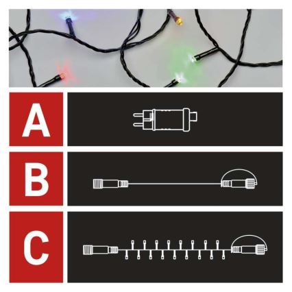 LED Vianočná vonkajšia reťaz 100xLED/15m IP44 multicolor