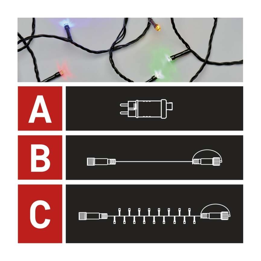 LED Vianočná vonkajšia reťaz 100xLED/15m IP44 multicolor