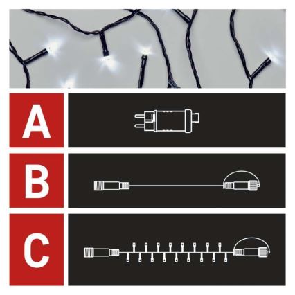 LED Vianočná vonkajšia reťaz 100xLED/15m IP44 studená biela