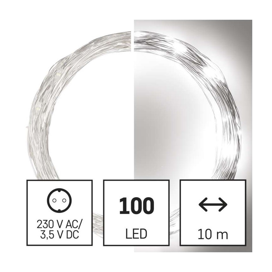 LED Vianočná vonkajšia reťaz 100xLED/15m IP44 studená biela
