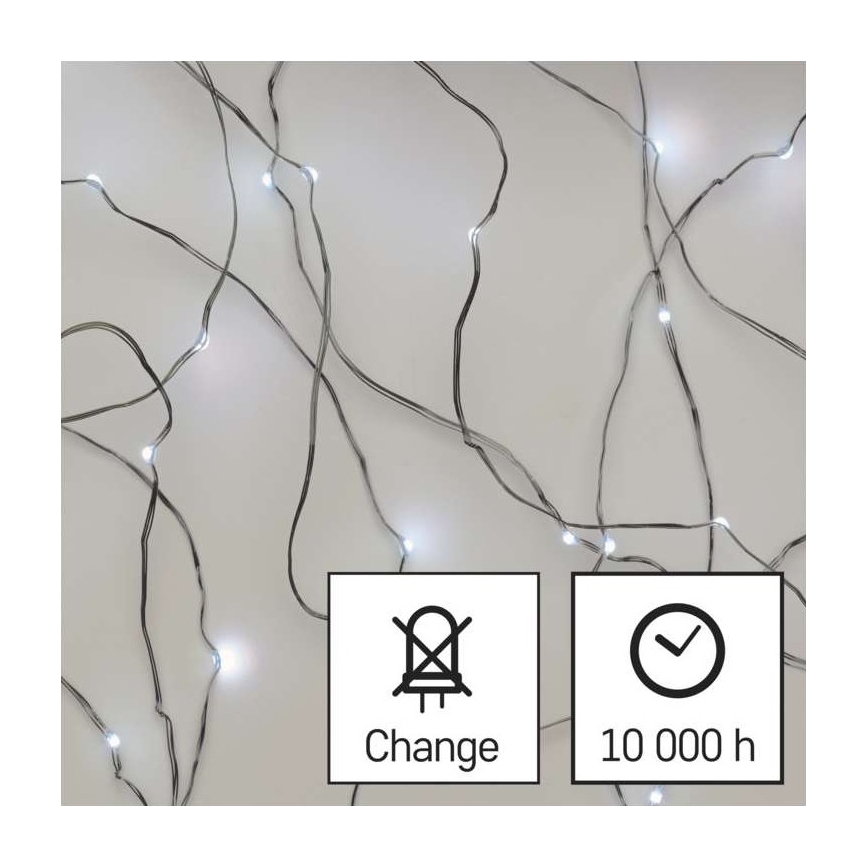 LED Vianočná vonkajšia reťaz 100xLED/15m IP44 studená biela