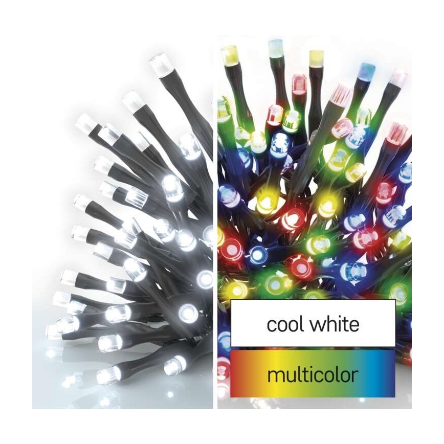 LED Vianočná vonkajšia reťaz 100xLED/8 módov 15m IP44 studená biela/multicolor