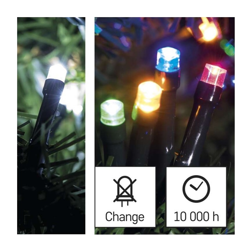 LED Vianočná vonkajšia reťaz 100xLED/8 módov 15m IP44 studená biela/multicolor