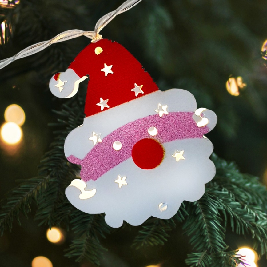 LED vianočná vonkajšia reťaz 10xLED/2xAA 1,65 m IP44 teplá biela santa