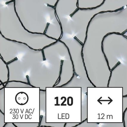 LED Vianočná vonkajšia reťaz 120xLED/17m IP44 studená biela