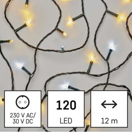 LED Vianočná vonkajšia reťaz 120xLED/17m IP44 teplá/studená biela