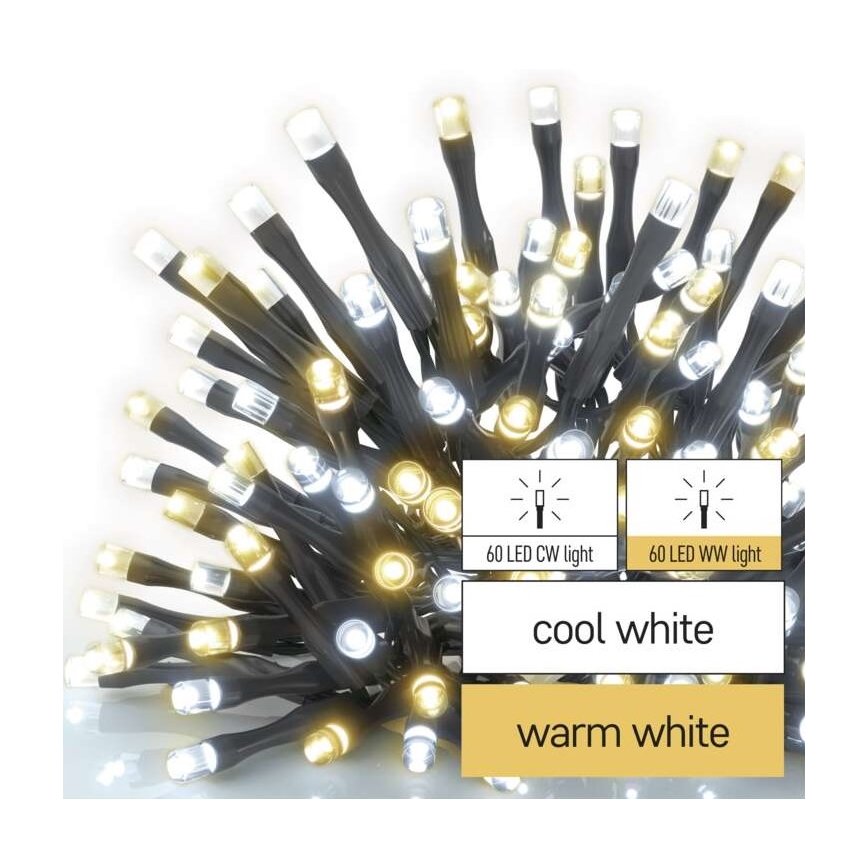 LED Vianočná vonkajšia reťaz 120xLED/17m IP44 teplá/studená biela