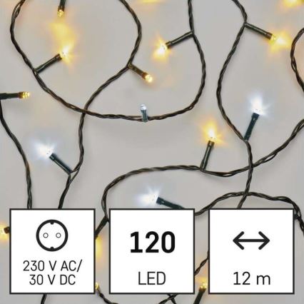 LED Vianočná vonkajšia reťaz 120xLED/2 funkcie 17m IP44 teplá/studená biela