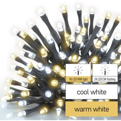 LED Vianočná vonkajšia reťaz 120xLED/2 funkcie 17m IP44 teplá/studená biela