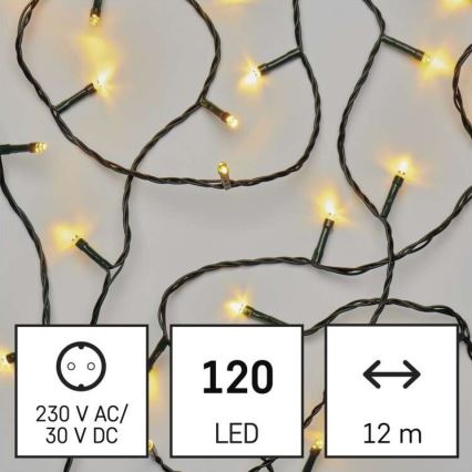 LED Vianočná vonkajšia reťaz 120xLED/8 módov 17m IP44 teplá biela