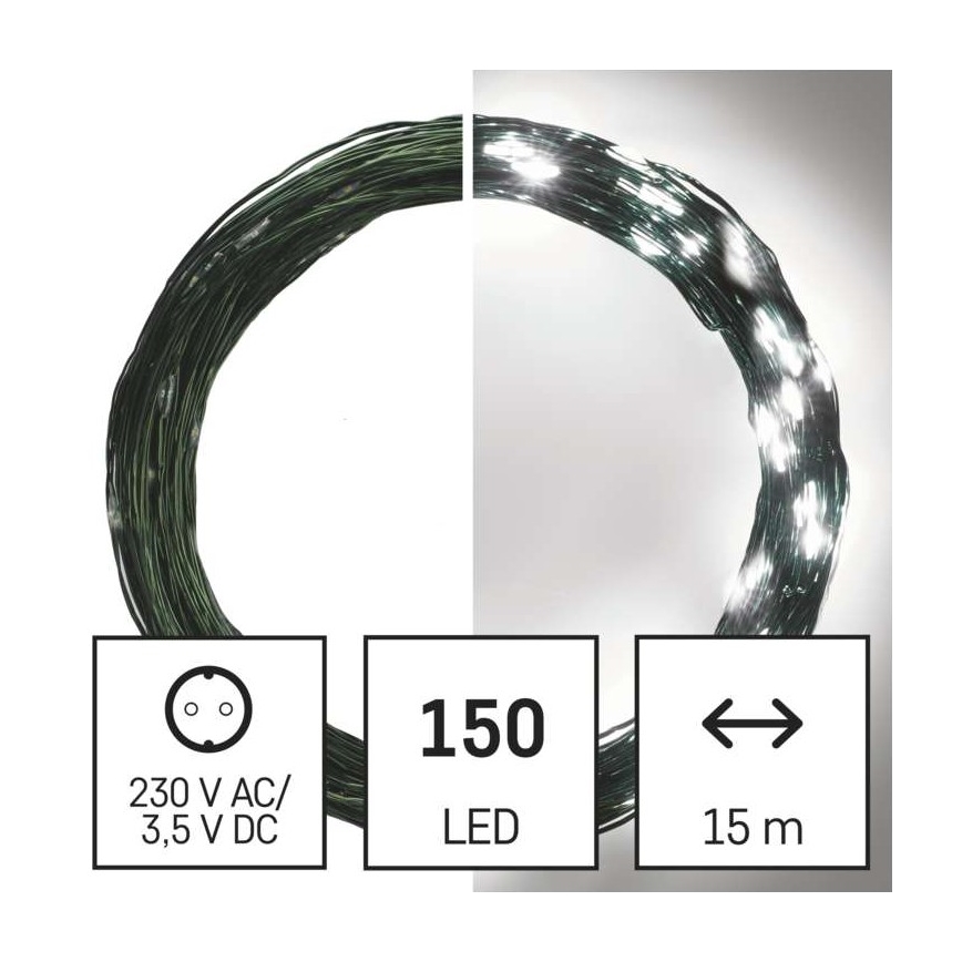 LED Vianočná vonkajšia reťaz 150xLED/20m IP44 studená biela