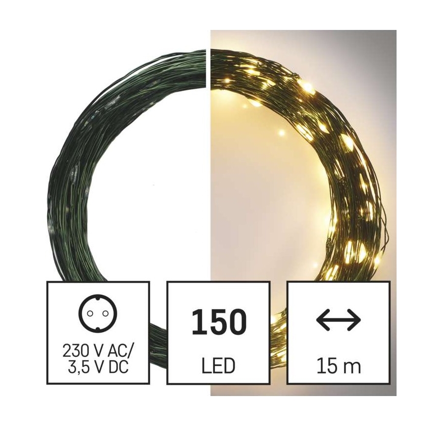 LED Vianočná vonkajšia reťaz 150xLED/20m IP44 teplá biela