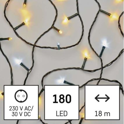 LED Vianočná vonkajšia reťaz 180xLED/23m IP44 teplá/studená biela