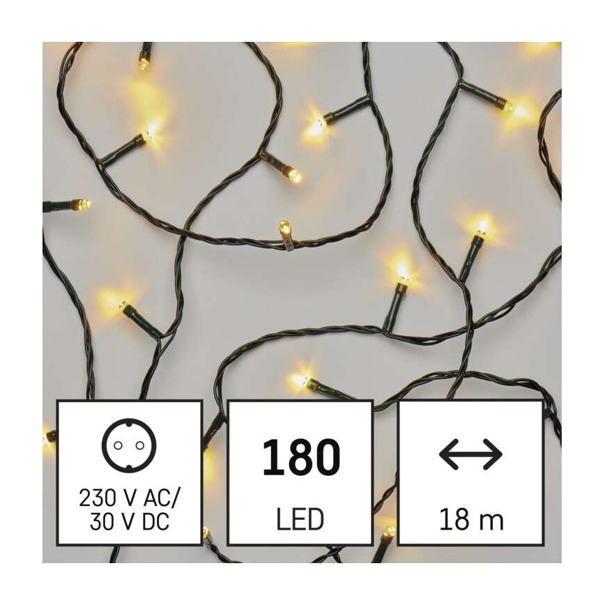 LED Vianočná vonkajšia reťaz 180xLED/8 módov 23m IP44 teplá biela