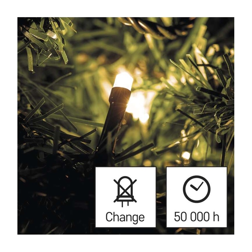 LED Vianočná vonkajšia reťaz 180xLED/8 módov 23m IP44 teplá biela