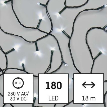 LED Vianočná vonkajšia reťaz 180xLED/8 módů 23m IP44 studená biela